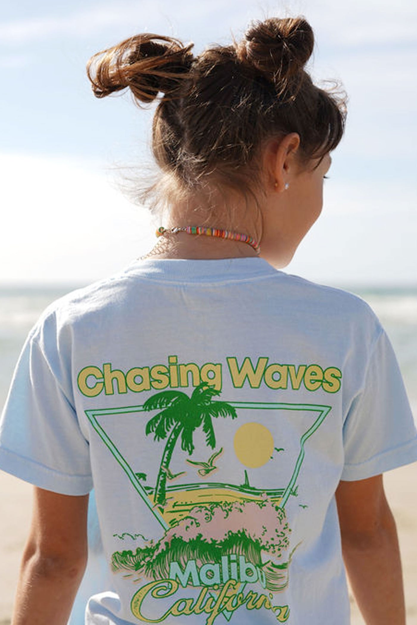 Kid's Chasing Waves T-shirt, Blue-Unisex