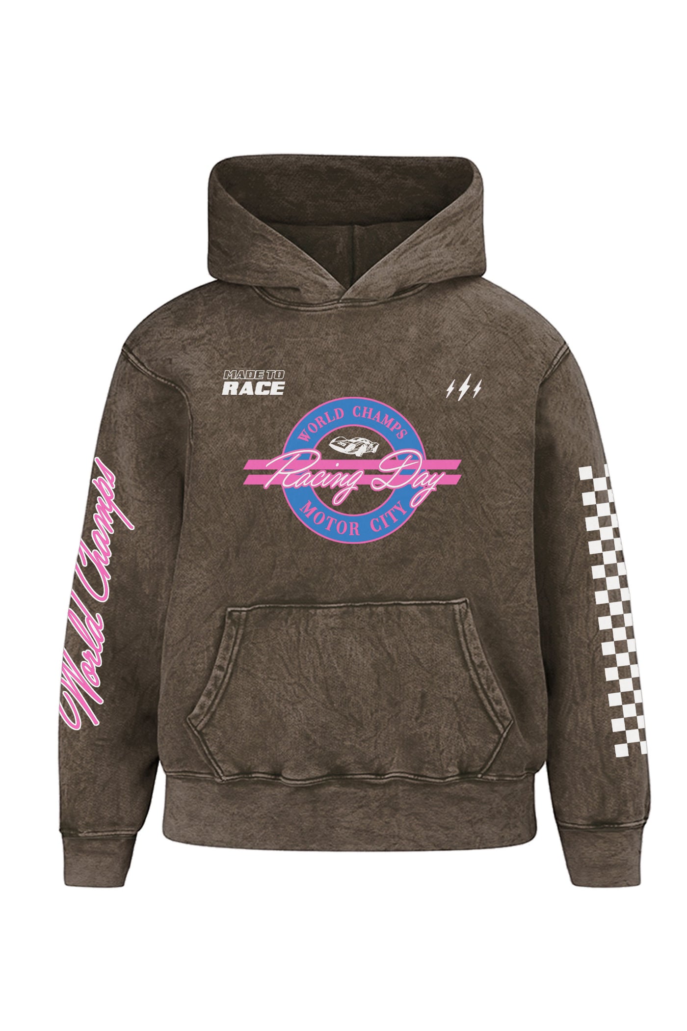 Kids Racing Day Hoodie-Charcoal Grey-Unisex