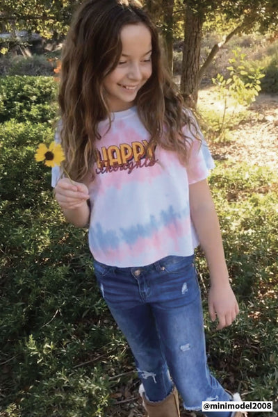 Happy Thoughts Tie Dye Crop T-shirt