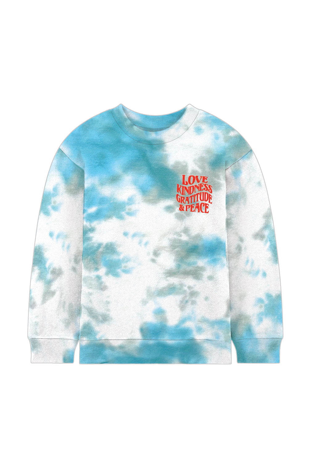 Teal Love Kindness Tie-Dye Crew Neck Sweatshirt
