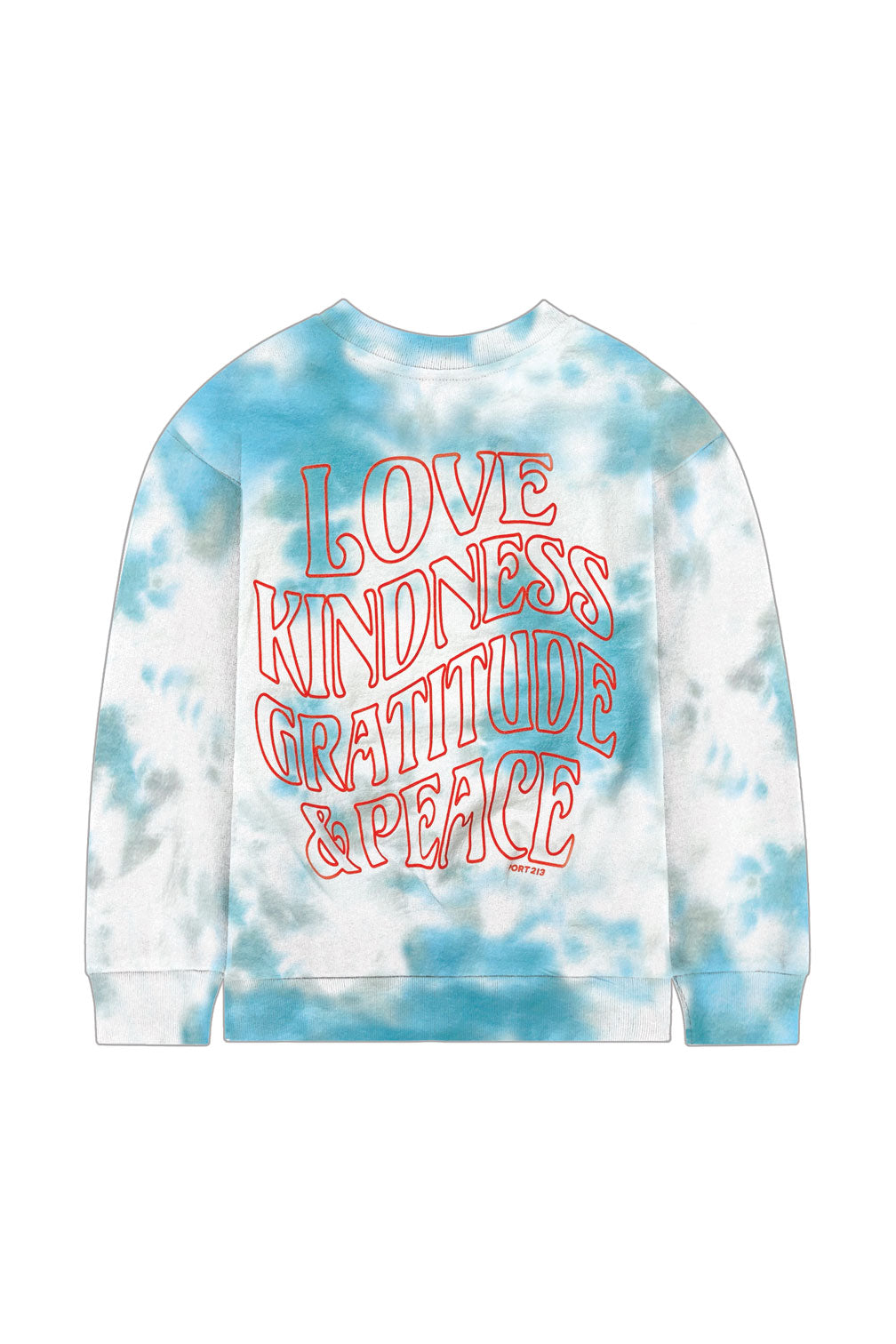 Teal Love Kindness Tie-Dye Crew Neck Sweatshirt